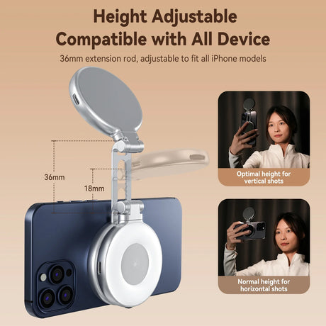 Magnetic Selfie Ring Light  Height Adjustable LED Phone Light - Product showcase