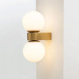 Modern Glass Wall Lamp  Dual Sphere Design with Brass Accent - Product detail 5