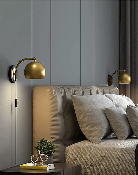 Vintage Wall Sconce  Gold Dome Adjustable Arm - Product detail 7