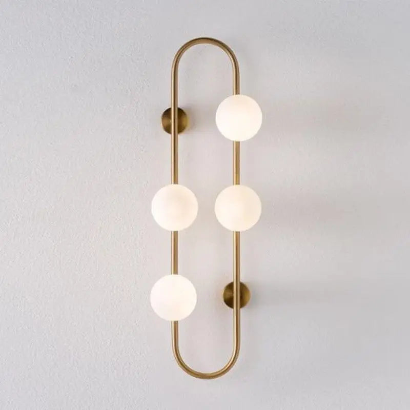 Modern Wall Sconce  Brass Arch Glass Globe Design - Detailed view