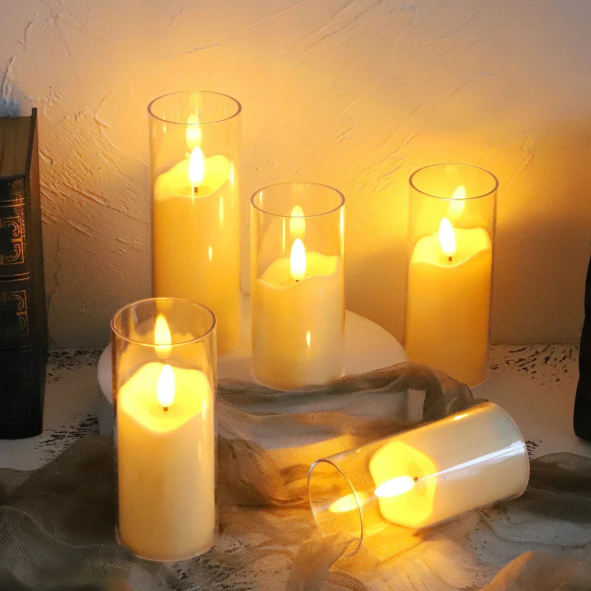 LED Flameless Candles  Glass Cylinder Set With Realistic Flicker - Product detail 4