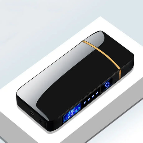 Plasma Arc Lighter  Blue Metal Double Arch Design - Detailed view