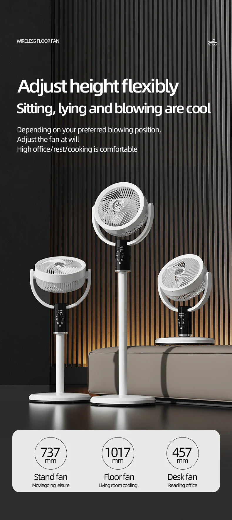 Smart Oscillating Floor Fan  Remote Control  8-Speed Settings - Product detail 8