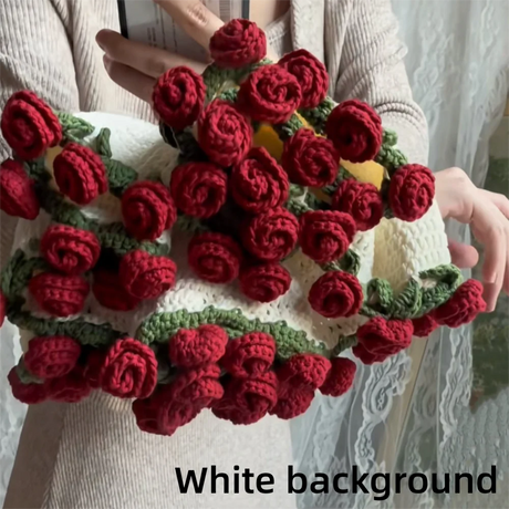 Floral Knit Blanket  Purple Rose Bouquet Design - Product detail 9
