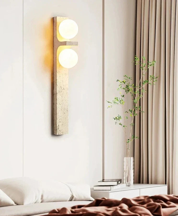 Modern LED Wall Light  Natural Stone Dual Globe Design - Product example