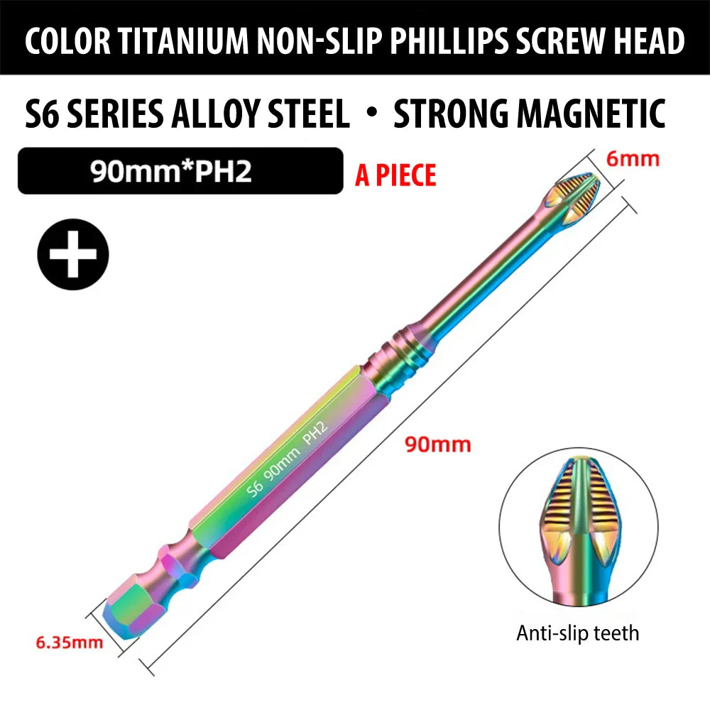 Professional Phillips Screwdriver Bit Set  Rainbow Titanium Steel Impact Bits - Product detail 12