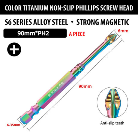 Professional Phillips Screwdriver Bit Set  Rainbow Titanium Steel Impact Bits - Product detail 12