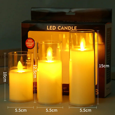 LED Flameless Candles  Glass Cylinder Set With Realistic Flicker - Product detail 6