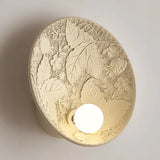French Imperial Wall Lamp  Embossed Leaf Pattern Round Sconce - Detailed view