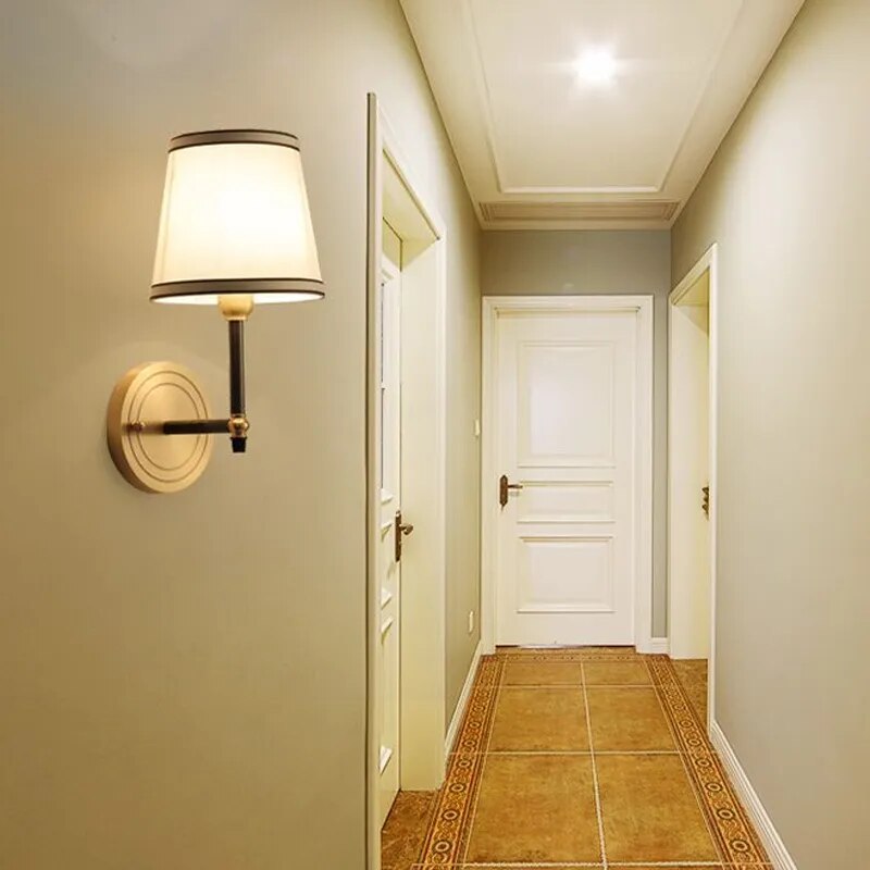 Classic Wall Sconce  Brushed Gold With Linen Shade - Product example