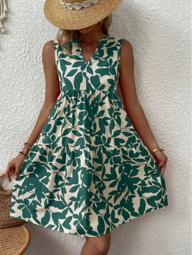 Summer Floral Dress  V-Neck Tiered Cotton Design - Product detail 18