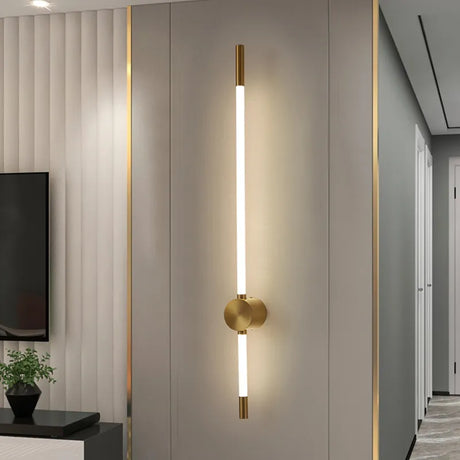 Vertical LED Wall Lamp  Brushed Brass and White Design - Product example