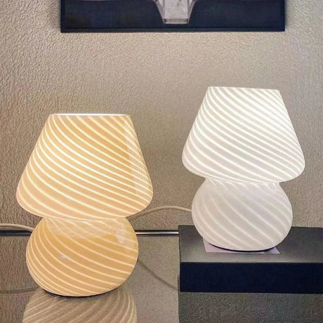 Striped Glass Table Lamp  Pink Mushroom Design - Product detail 4