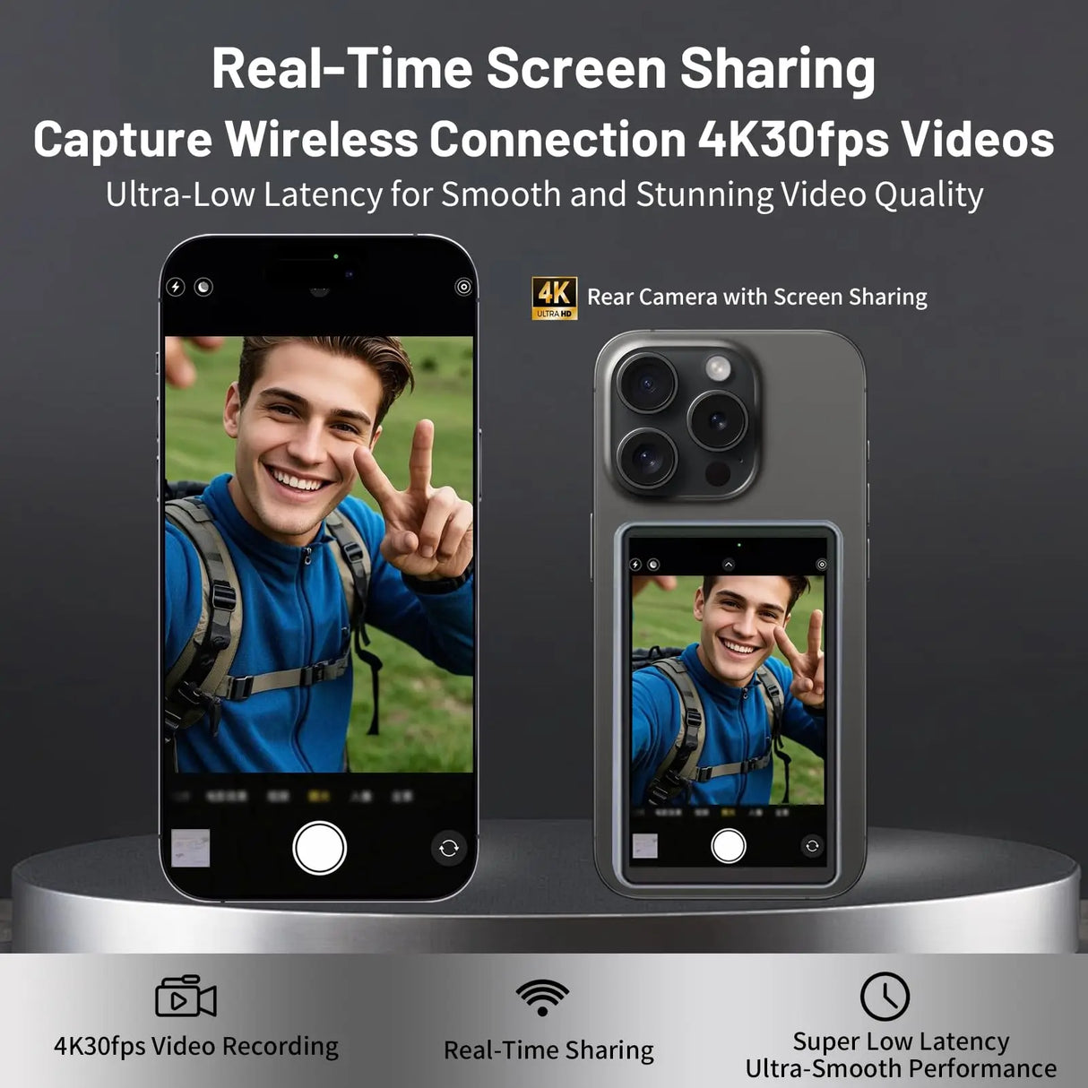 Magnetic Selfie Mirror  Phone Camera Monitor With Wireless Remote - Product detail 4