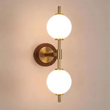 Modern Dual Globe Wall Light  Brass Wood Accent Design - Product detail 11