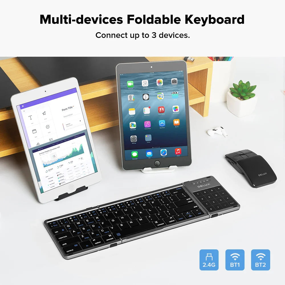 Wireless Foldable Keyboard  Dual Mode With Touchpad - Detailed view