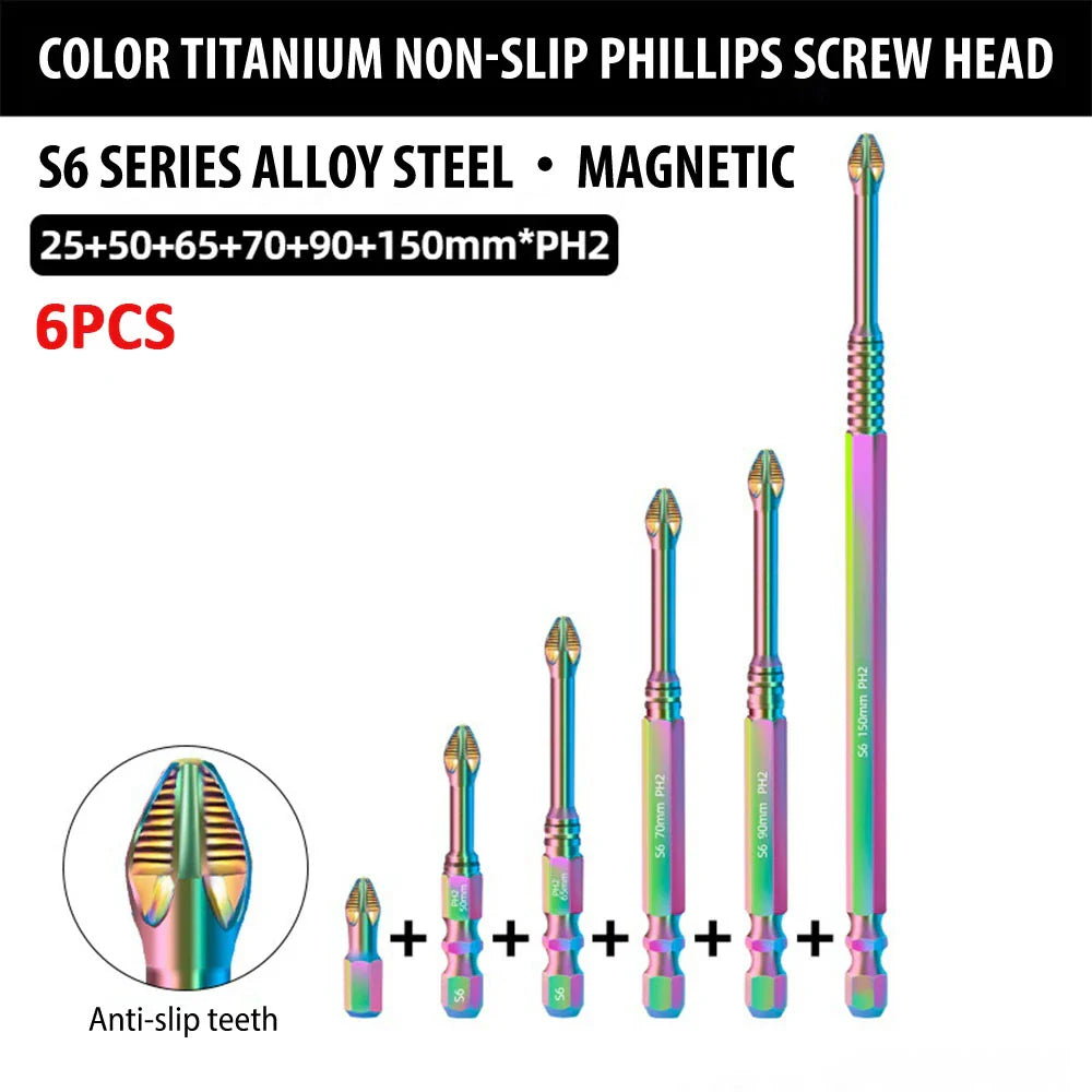 Professional Phillips Screwdriver Bit Set  Rainbow Titanium Steel Impact Bits - Product detail 18
