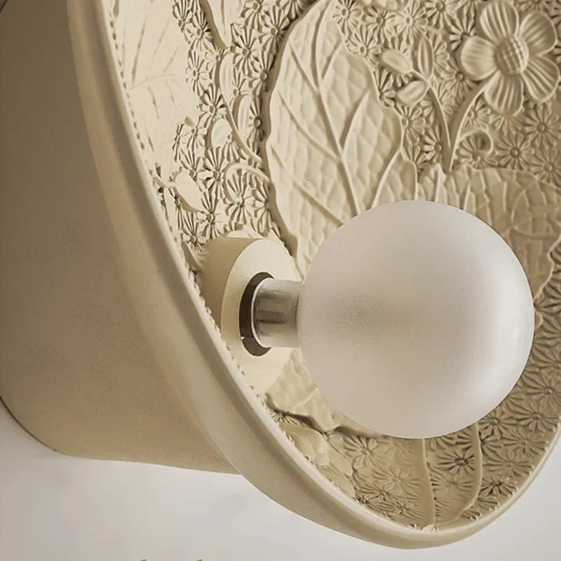 French Imperial Wall Lamp  Embossed Leaf Pattern Round Sconce - Product detail 6