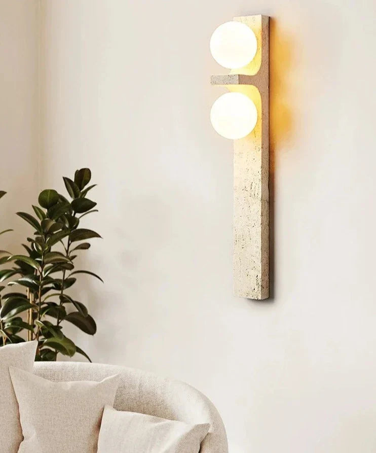 Modern LED Wall Light  Natural Stone Dual Globe Design - Detailed view