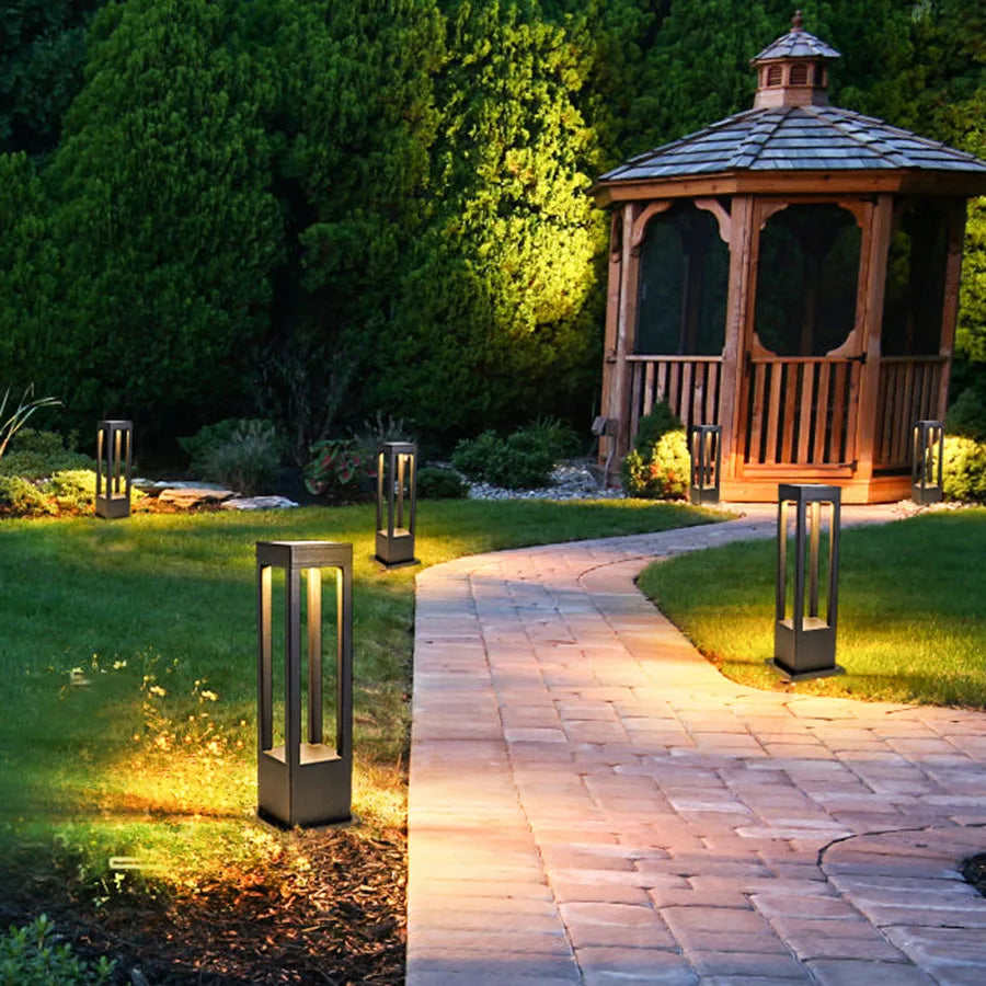 Modern Solar Path Light  Black Metal Garden Bollard - Product example