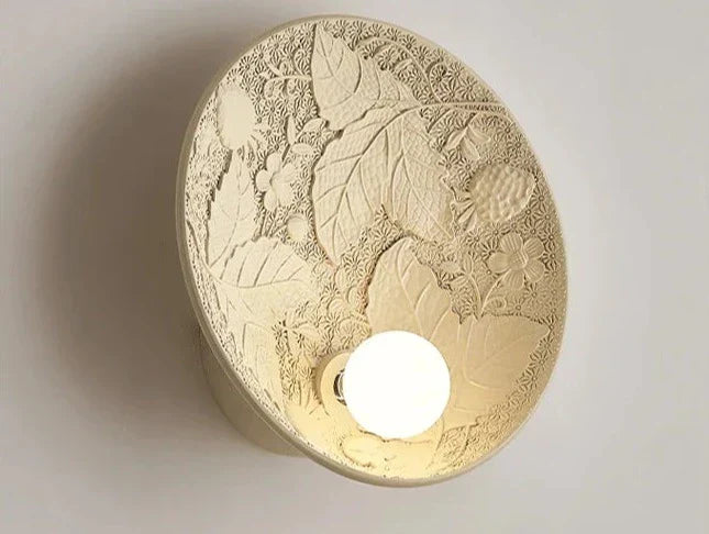 French Imperial Wall Lamp  Embossed Leaf Pattern Round Sconce - Product detail 8