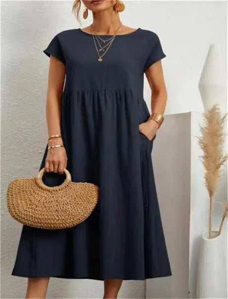 Casual Midi Dress  Loose Fit Cotton Blend - Product detail 12
