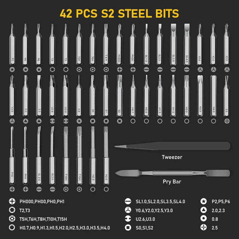 Precision Electric Screwdriver Set  Magnetic 42-Bit Professional Kit - Detailed view