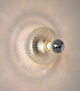 Vintage Glass Wall Lamp  Ribbed Dome Shade With Chrome Accent - Product detail 12