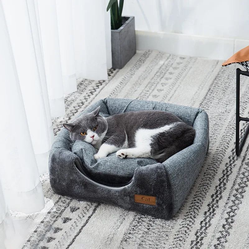 Plush Cat House  Triangular Velvet Pet Shelter - Product example