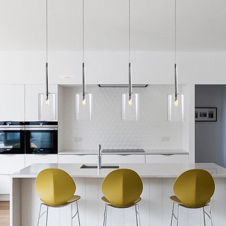 Contemporary Glass Pendant Lights  Clear and Red Cylinder Design - Product detail 11