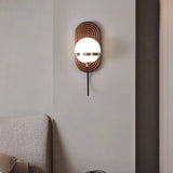 Modern Spherical Wall Lamp  Walnut Wood Globe Design - Product detail 4
