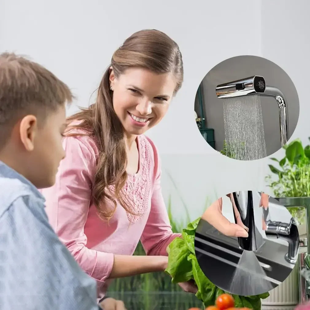 Modern Pull-Out Faucet  4-Mode Chrome Swivel Tap - Product detail 4
