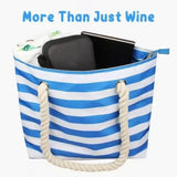 Insulated Wine Tote Bag  Nautical Stripe Dispenser Design - Product detail 7