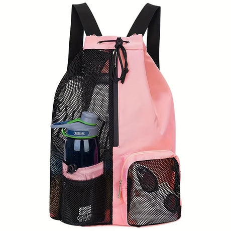 Sports Drawstring Backpack  Mesh Pocket Design - Product example