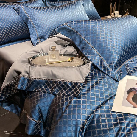 Luxury Egyptian Cotton Bedding  Diamond Pattern Duvet Set - Product detail 8