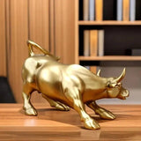 Golden Bull Sculpture  Financial Success Symbol - Detailed view