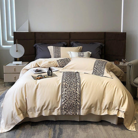 Luxury Egyptian Cotton Bedding Set  Embroidered Grey Pattern - Product detail 22