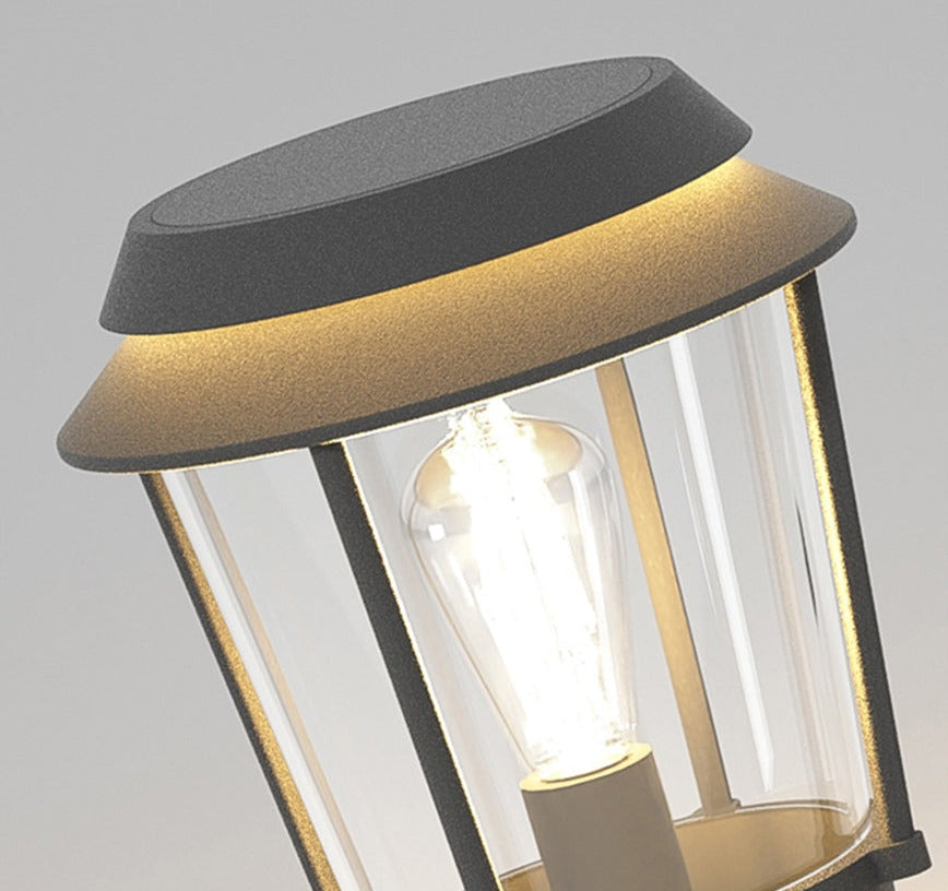 Solar Garden Post Light  Lantern Style Glass Panel Design - Product detail 10