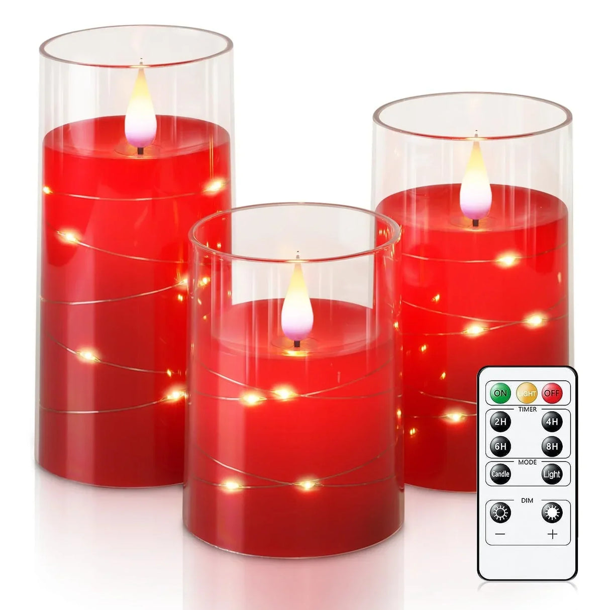 LED Flameless Candles  Glass-Encased Red Wax Design - Product detail 9