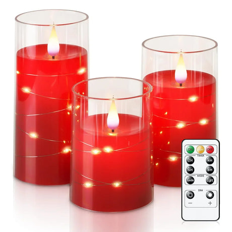LED Flameless Candles  Glass-Encased Red Wax Design - Product detail 9