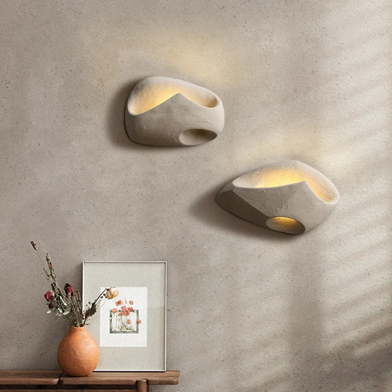 Minimalist Wall Sconce  Sculptural Cement Design - Product example
