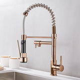 Professional Kitchen Faucet  Spring Pull Down Design Gold Brass Finish - Detailed view