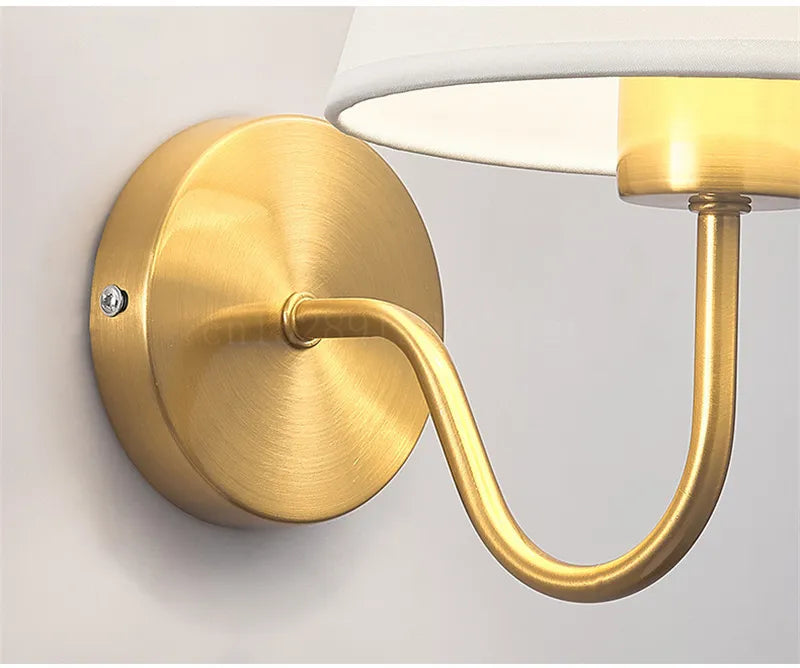 Modern Wall Sconce  Brushed Gold with Fabric Shade - Product detail 11