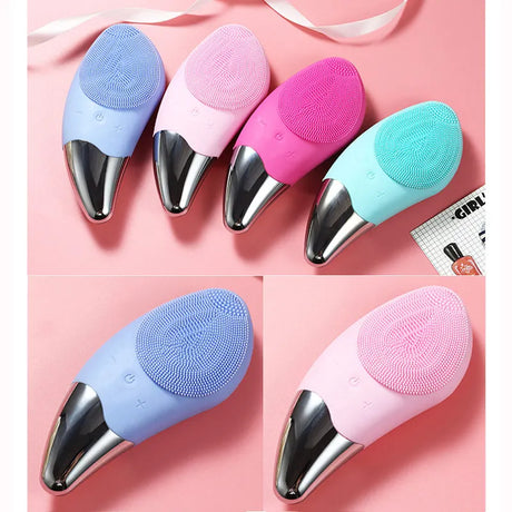 Electric Facial Cleansing Brush  6-Speed Ultrasonic Silicone - Product showcase