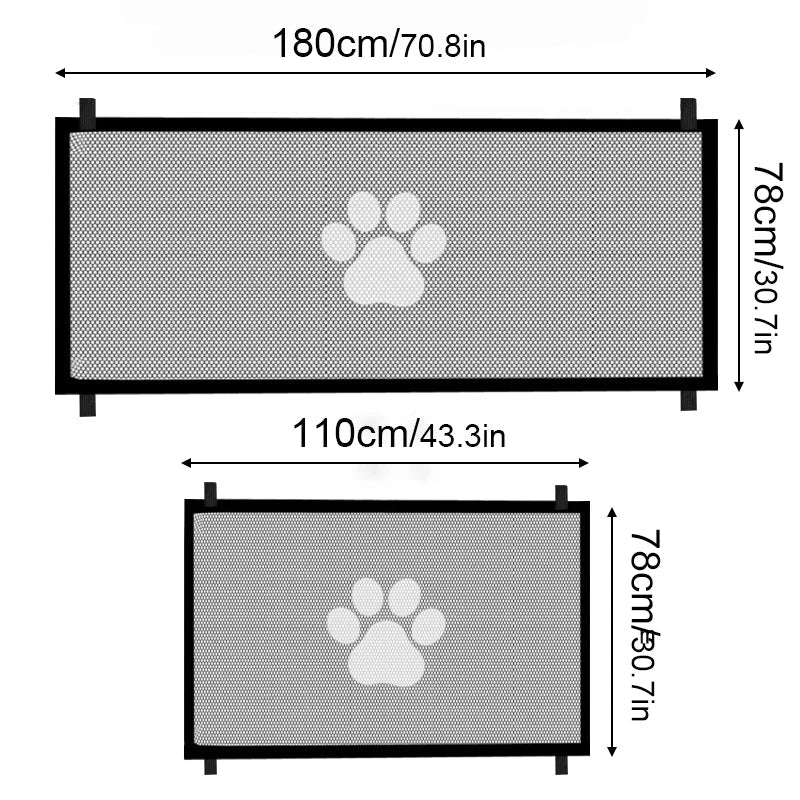Retractable Pet Safety Gate  Mesh Barrier with Paw Print Design - Product detail 6