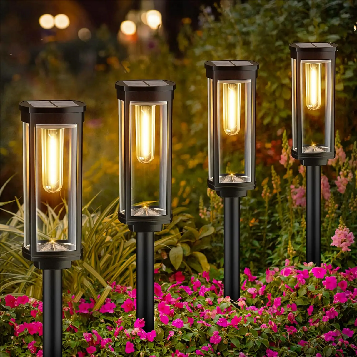 Solar Garden Path Lights  Glass Panel LED Lanterns - Product detail 7