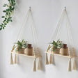 Macramé Wall Shelf  Natural Wood Boho Hanging Display - Product detail 8