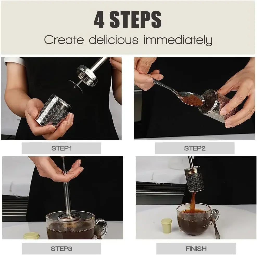 Portable French Press Coffee  Tea Maker  Stainless Steel Travel Brewer - Product detail 9