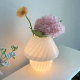 Striped Glass Table Lamp  Pink Mushroom Design - Product example