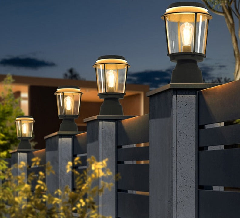 Solar Garden Post Light  Lantern Style Glass Panel Design - Product detail 7